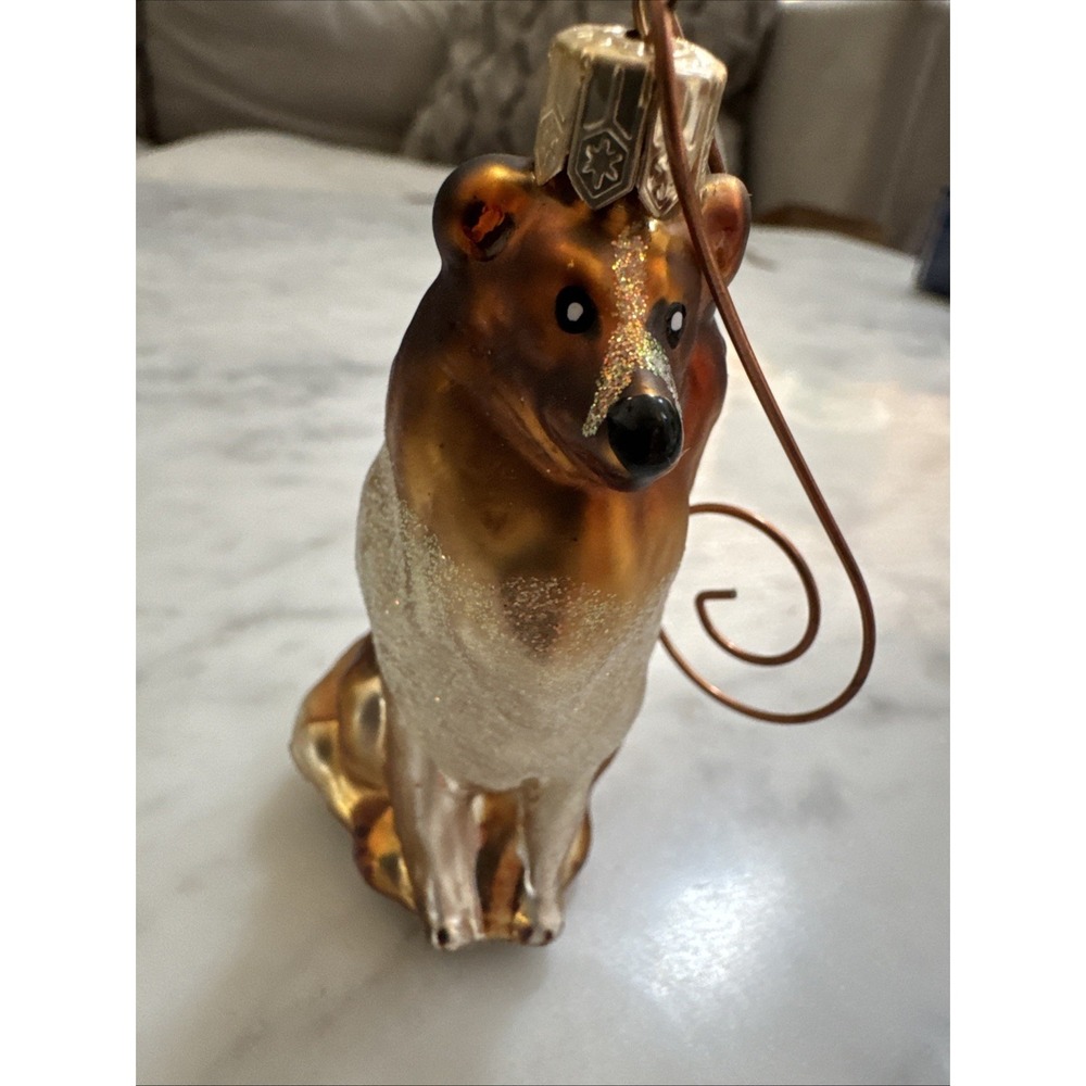 Collie Dog Blown Glass Ornament by Impuls Poland Christmas
